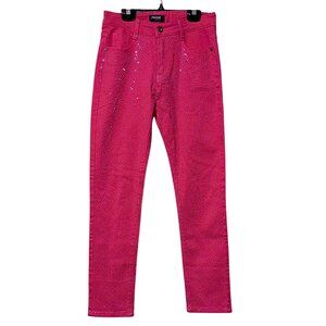Phoebe J Hot Pink Glitter Stud Jeans | Boutique Sparkle Denim | Size S